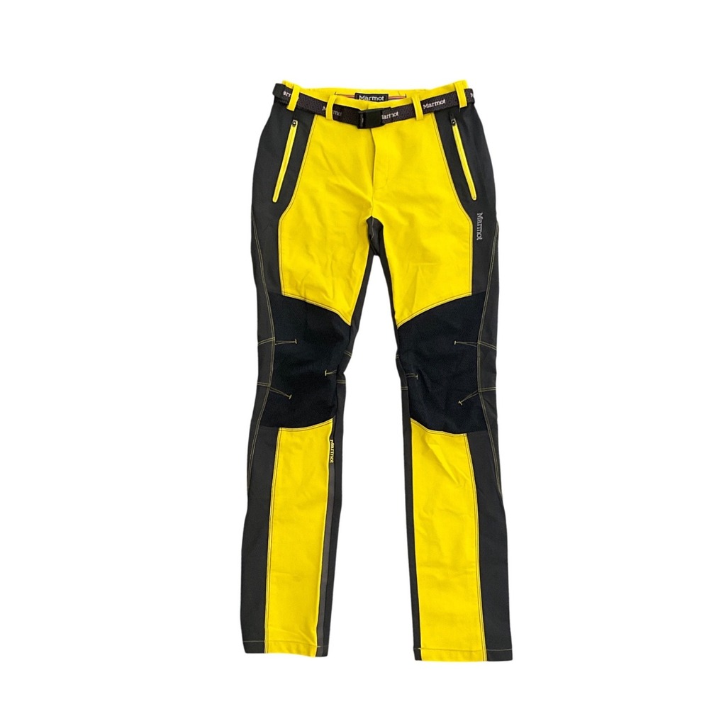 Marmot Softshell Hiking Climbing Pants Yellow Gray Reinforced Women Size‎ 27